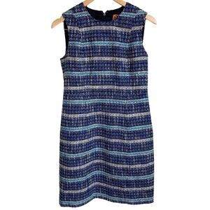 Tory Burch Petra Blue Tweed Sheath Dress